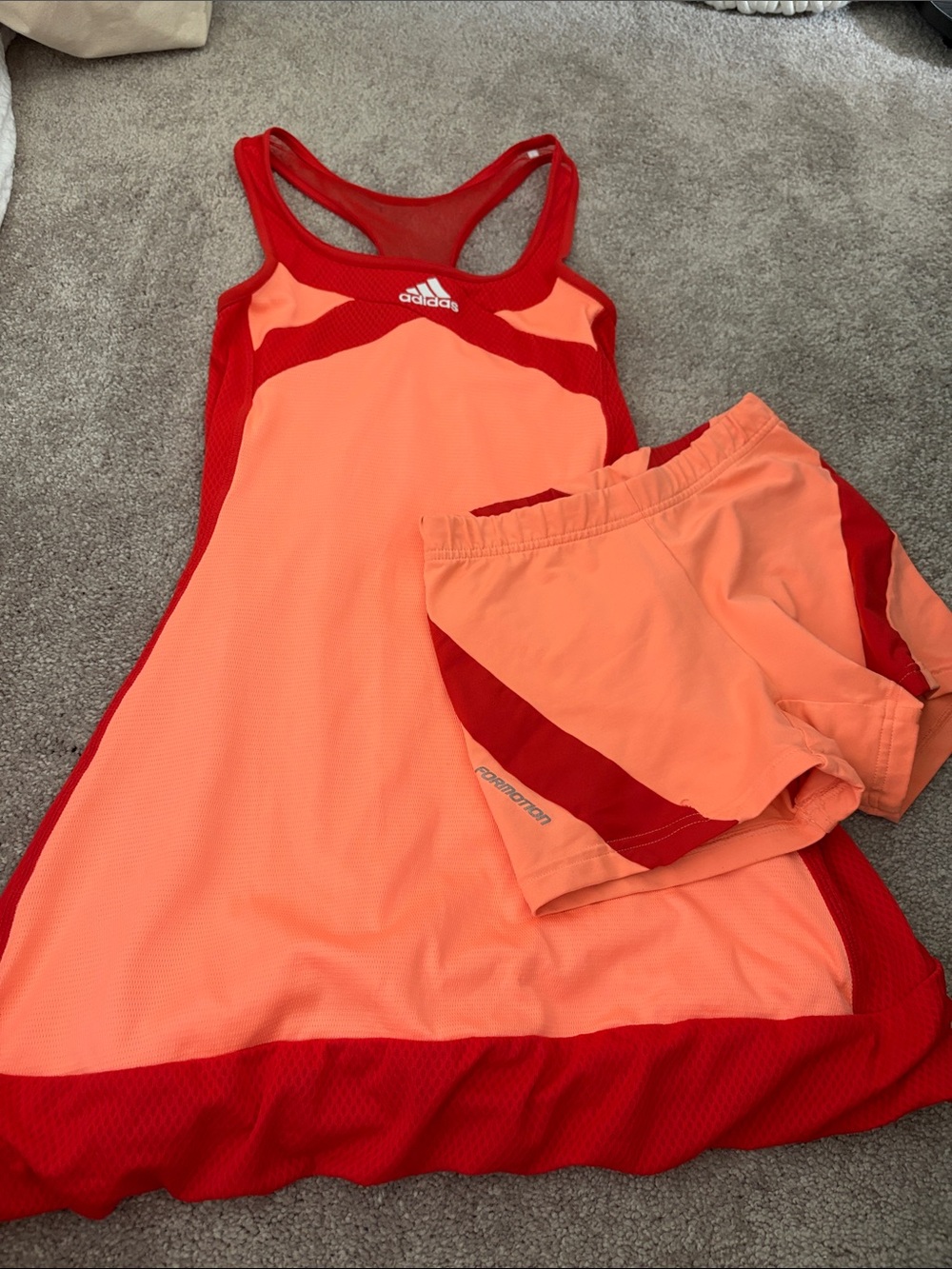 adidas Coral and Red Tennis/Athletic Dress with Matching Shorts